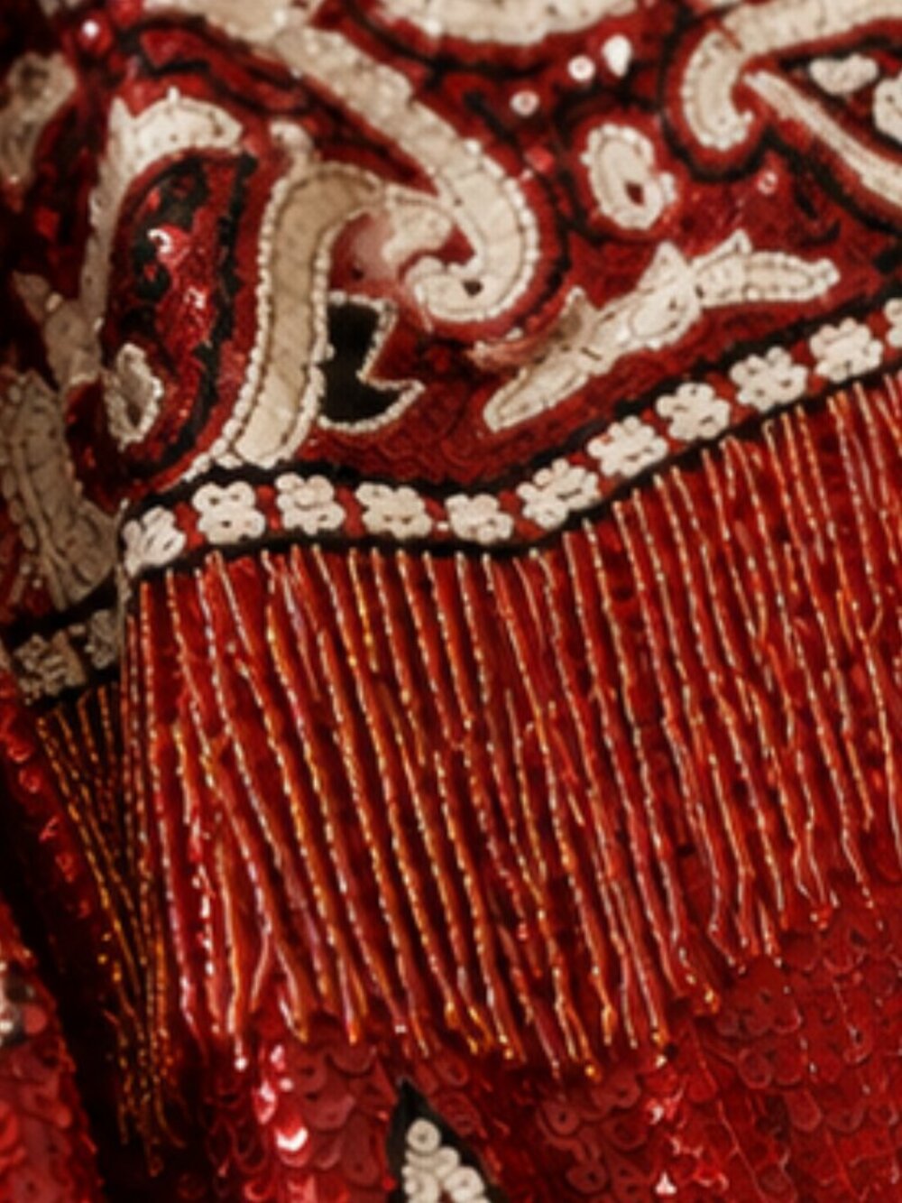 Western Glam Rodeo Queen Lillie Rubin Silk Hand Beaded Sequin Fringe Bodysuit M - Picture 6 of 9